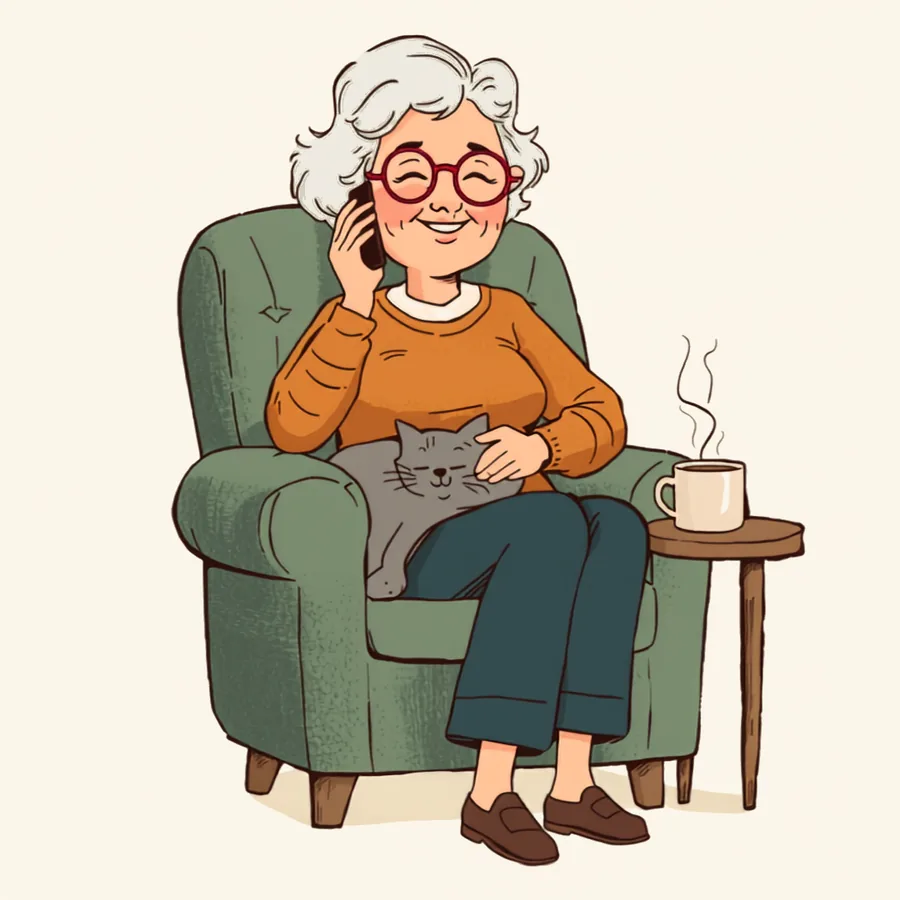 Illustration of a friendly phone call